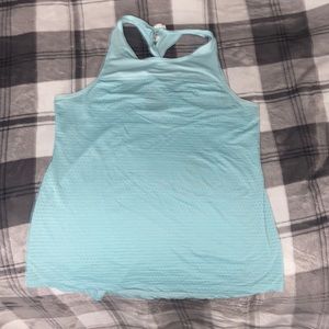 champion cross back light blue athletic tank top, size m